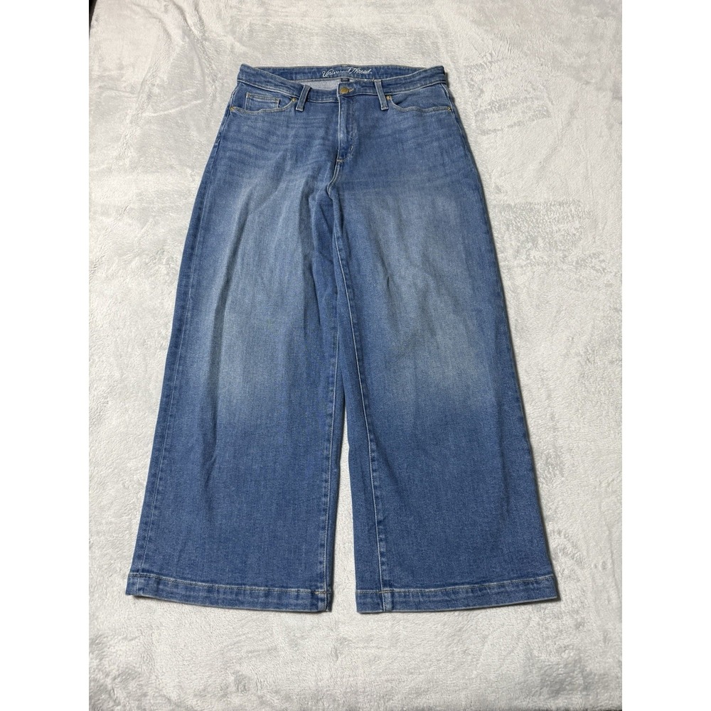 Universal Thread Jeans Womens 12 Blue Denim Highest Rise Wide Leg Crop 31x26.5